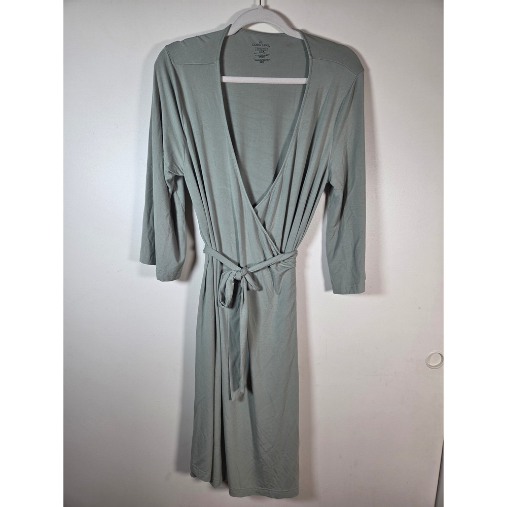 Caden Lane Robe Womens L/XL Sage Green Bamboo Viscose Wrap Maternity Loungewear